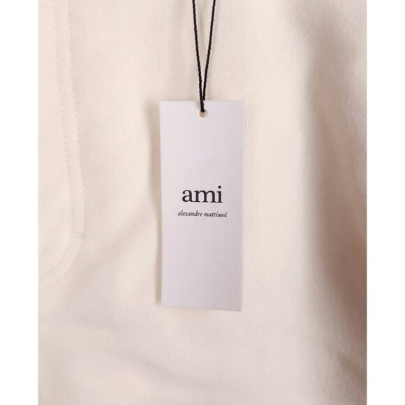 AMI Wide-Leg Brushed-Cotton Trousers Size L Mens Cream Moleskin $330 - Picture 7 of 16